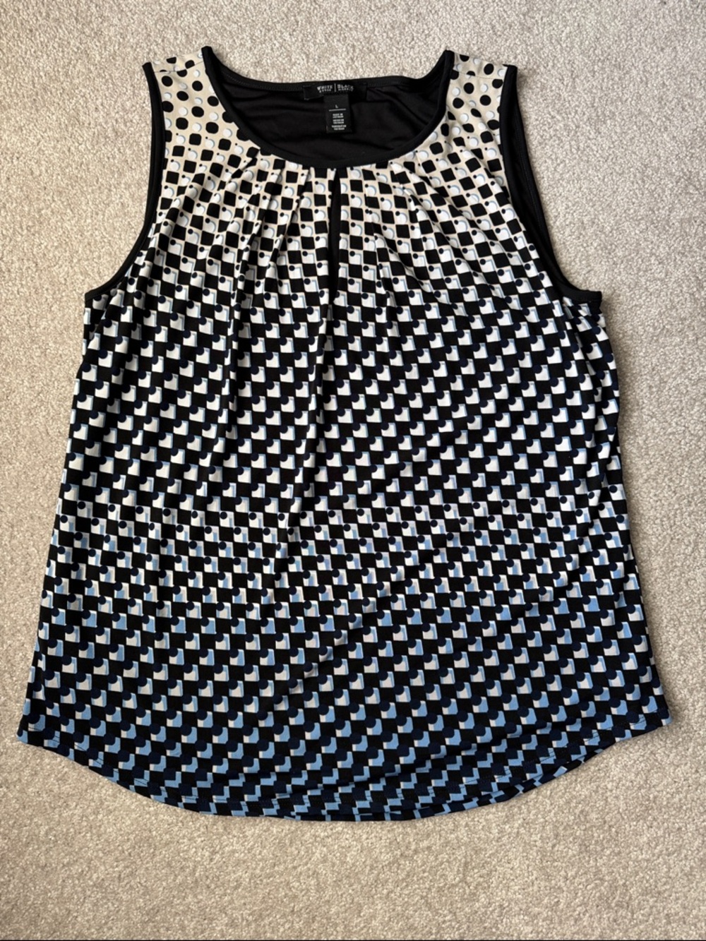 White House Black Market Black & White Geometric Sleeveless Tank